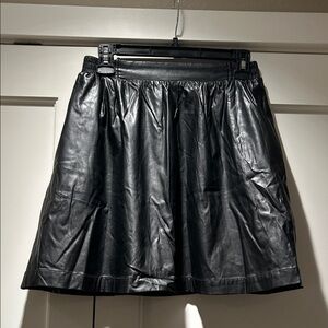Stylish Black A-Line Leather Skirt